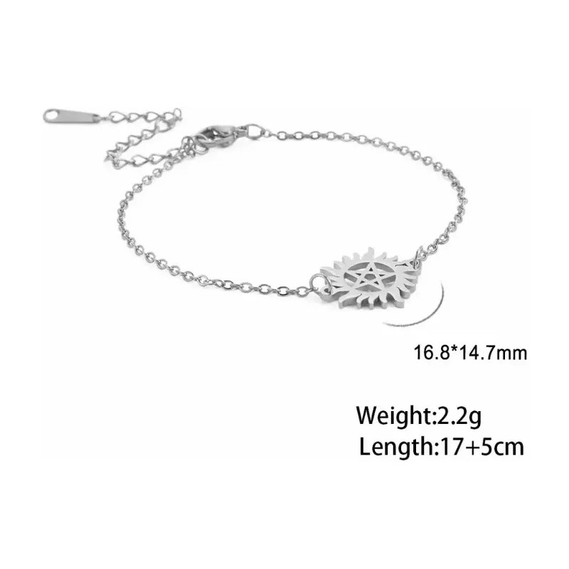 COLIBRI ALEGRE Pulsera Pentagrama Dentro De Un Sol Plateado