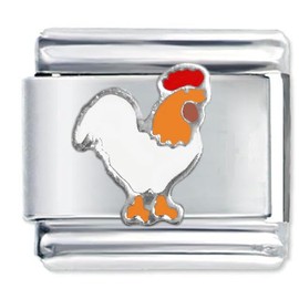 Quiges - 9mm Italian Style Charm Link Module Stainless Steel Rooster for Italian Style Bracelets