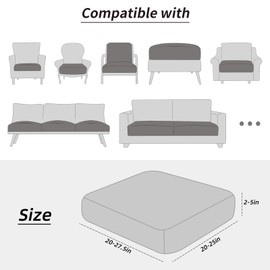 YISUN Waterproof Couch Cushion Slipcovers, Stretch Individual Seat Cushion Covers, Washable Replacement Sofa Cushion Protector Sofa Slipcover Soft Flexibility with Elastic Bottom