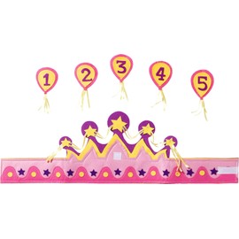Folat F-8791 Children's Birthday Crown with Numbers Party Accessories Pink Yellow One