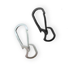 Small Carabiner Keychain Clip 2 Pack - Black & Silver Heavy Duty Key Clips for Keys, Bottle Opener, Quick Release Keyring, EDC Mini Carabiner for Men, Backpack Hooks, Anti-Lost Keychain Multitool