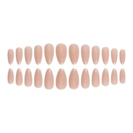 Nude Press on Nails Short Almond Fake Nails Nude Gradient Nails Press Ons Glossy Stick on Nails Natural Full Cover False Nails Acrylic Glue on Nails for Women 24Pcs