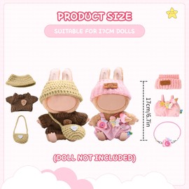 EOAMGO Doll Clothes Set Compatible with 17cm Vinyl Plush Toy Dolls, Stylish Outfits Doll Accessories, Birthday Holiday Present for Girls Kids (No Doll) (Pink&Brown)
