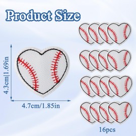 16 PCS Baseball Heart Iron on Patches – Easy-to-Use Sports Patches for Hats, Backpacks, T-Shirts & Jeans Jackets – DIY Accessories for Kids, Boys, Girls & Adults