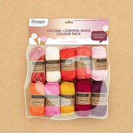 Scheepjes Yarn - Catona + Catona Chroma Color Pack – 10 x 25g Balls – 100% Mercerized Cotton – Assorted Colour (24964 - Summer Sherbet)