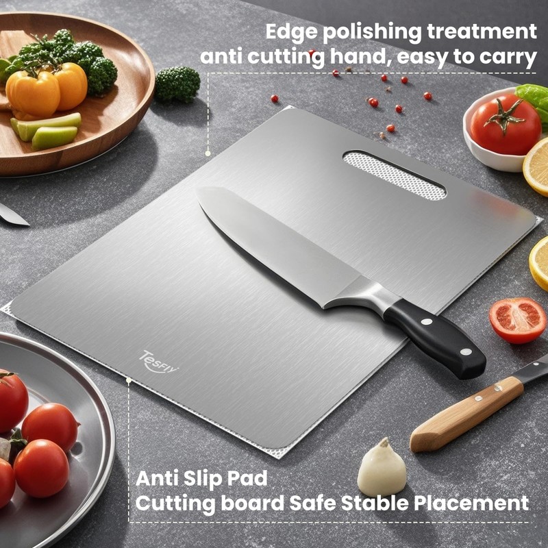 2 Pack Titanium Cutting Board - 100% Pure Titanium Cutting
