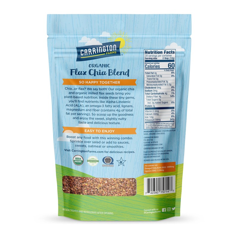 Carrington Farms Flax Chia Blend, Gluten Free, USDA Organic, 12
