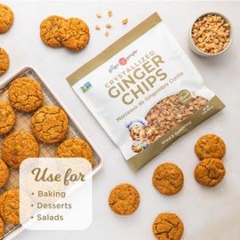 The Ginger People Crystallized Ginger Chips 2lb Bag, Non-GMO, Gluten-Free, Vegan, Bite-Sized Candied Ginger for Snacking, Baking, Cookies & More, 2lb Bag (Pack of 1)
