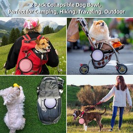 Kytely Collapsible Dog Bowls Large (1000ml), 2Pack Foldable Dog Travel Bowls, Portable Dog Water Food Bowl with Clasp (Lavender+Pink)