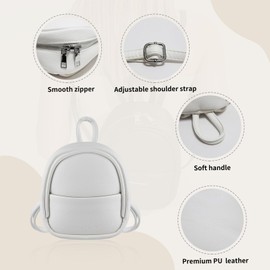 WisePoint Women's Small PU Leather City Backpack Women's Small Backpacks for Women, Stylish Backpack with Adjustable Strap for Dating, Shopping, Party, White