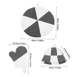 Beavorty Thick Felt Sauna Hat with Gloves and Mat for Men and Women Water Absorbent Heat Insulating Bath Cap for Comfortable Spa Sauna and Steam Sessions