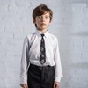 Alizeal Boys 13inches Length Flower Pattern Neckties, Black+Gray