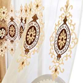 VOGOL Customized Simple Chenille Jacquard Sheer Window Elegance Curtains/Drapes/Panels/Treatments for Bedroom Living Room, 54 x 96, Top Grommets(2 Panels)