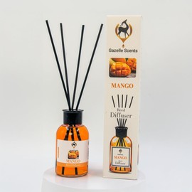Gazellescents Reed Diffuser Set (Mango) 3.72 Fl. Oz (110ml), with 4 Reed Sticks. for Your Office, Bedroom, Bathroom, Kitchen.Elegant Fragrance for Your Entire Home.A Nice Gift for Your Loved Ones.