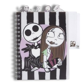 Innovative Designs Nightmare Before Christmas Tab Journal Notebook, Spiral Bound, 96 Lined Pages, 8 x 7 inches, Black/White