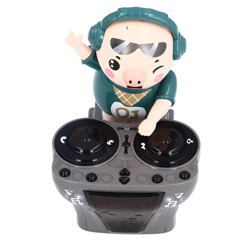 Electronic Dancing Piglet Toy DJ Style Automatic Rotating Disc Light