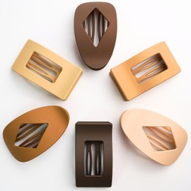 6 Pack Flat Hair Clips for Women, Flat Claw Clips for Women & Girls, Flat Hair Clip for Thick/Thin Hair, Non-slip Ridges French Hair Claw for Girls, Matte Dark Colors