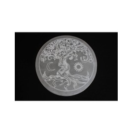 Selenite Charging Plate Tree of Life Charging Plate Large Crystal Plate Natural Energy Plate Stone Gemstone Healing Stone Nautrstein Coaster Charging Charging Round White