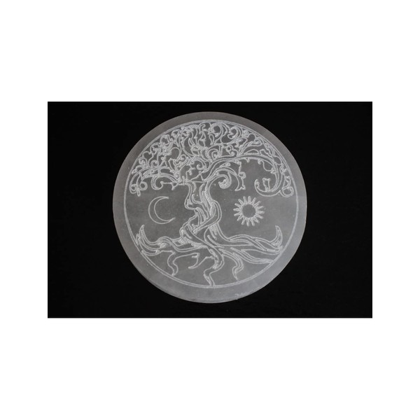 Selenite Charging Plate Tree of Life Charging Plate Large Crystal Plate Natural Energy Plate Stone Gemstone Healing Stone Nautrstein Coaster Charging Charging Round White