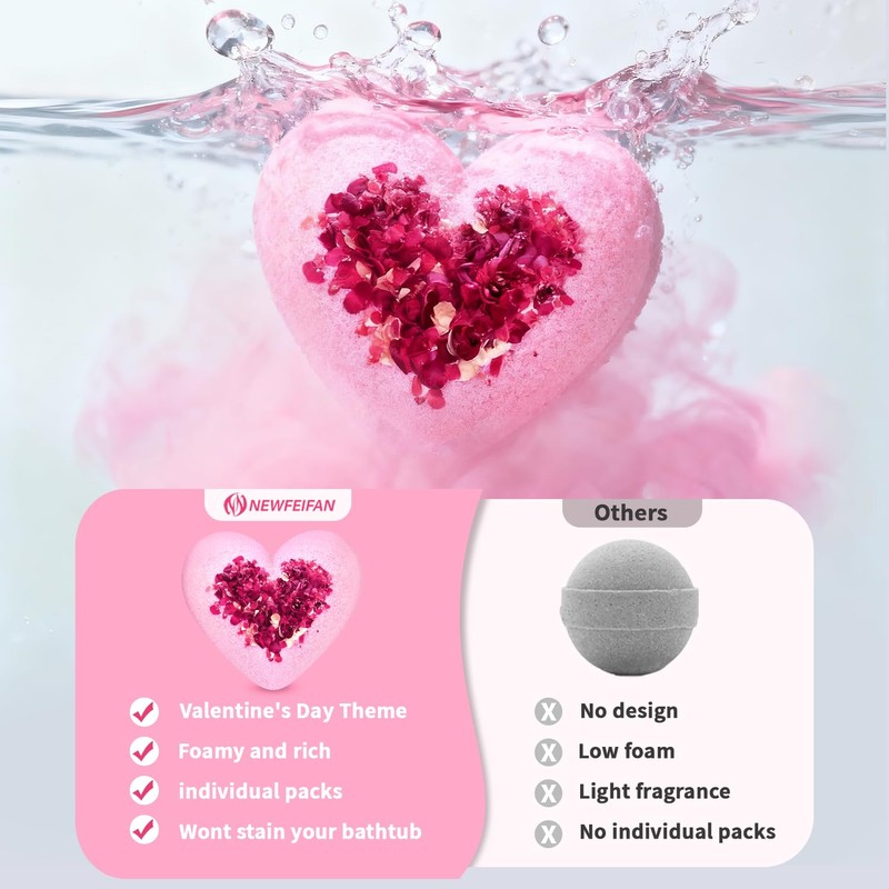 NEWFEIFAN Bath Bombs for Women, XXL Rose Essential Oil, Gifts