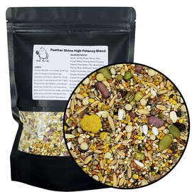 KikiBirds Feather Shine High Potency Blend with Bee Pollen & Freeze-Dried Sprouts - Premium Parrot Food for Molting, Breeding & Growth - Omega Rich | 17.5% Plant Protein | USA-Made 1 lb