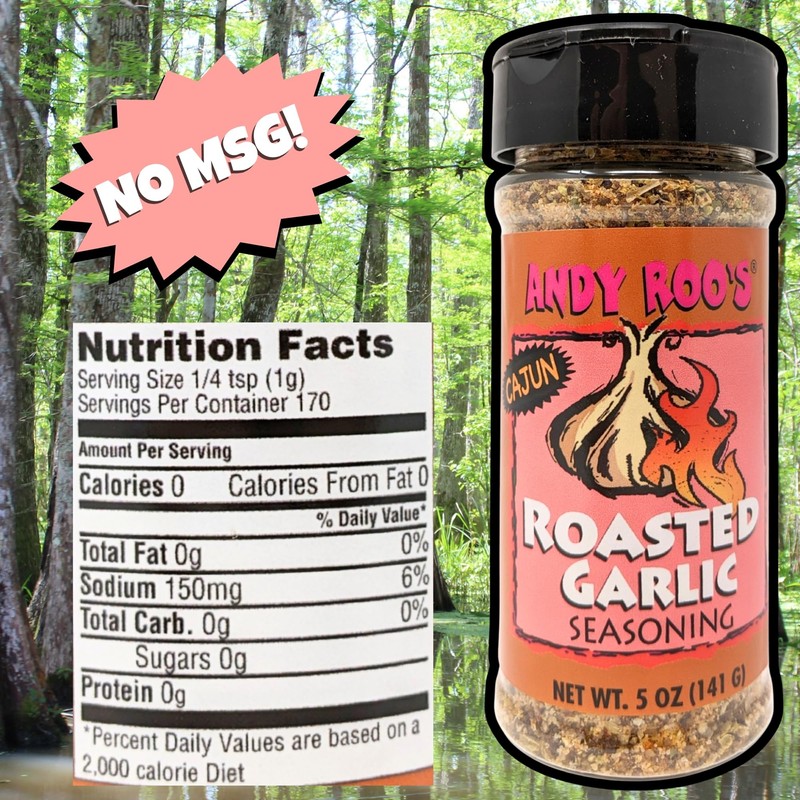 Andy Roo's Roasted Garlic Creole Seasoning, 5 Ounce Shaker (No