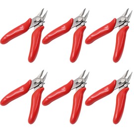 6 Pcs Wire Cutter, 3.5inch Spring-Loaded Cutting Pliers Micro Flush Trimmer Side Snips Diagonal Plier for Electrical Cutting, Coil Making, DIY Jewelry