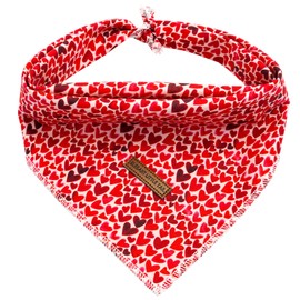 Elegant little tail Valentine's Dog Bandana,Heart Puppy Bandanas 1PC Washable Soft Pet Scarf Female or Male Square Bib Kerchief Adjustable Pet Bandana for Medium Large Dogs