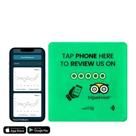 Capture 360 NFC Business TripAdvisor Review plate with sticker for windows, Contactless, User-Friendly, Reusable, Boosts Online Presence & Encourages Business Feedback - Green, Pack of 1