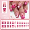 Valentines Press on Nails Short Square Fake Nails With Love