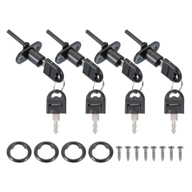 MECCANIXITY Drawer Lock with Keys, 16mm(5/8") Steel File Cabinet Lock Cylinder Desk Cabinet Locks Keyed Different for Office Wardrobe Locker Showcase, Black Pack of 4