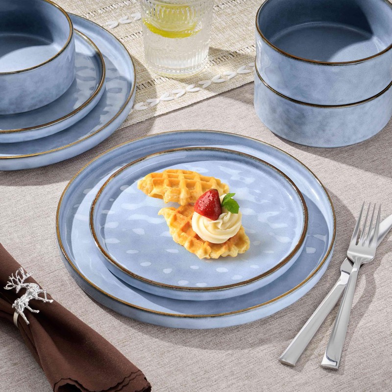 Herogo 18 Pieces Dishes Sets for 6, Stoneware Dinnerware Dishwasher