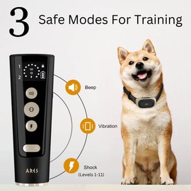 ARES Dog Shock Collar - Electric Dog Training Collar with Remote-3 Modes Vibrate,Beep,Shock-2000 FT Range-Rechargeable-Bonus 2in1 Clicker/Whistle-IPX7 Waterproof-Security Lock for All Breeds & Sizes
