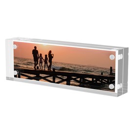 Sezanrpt 2x6 Acrylic Pictures Frames, Transparent 2 Sided Ticket Frame Postcard Frame, Tabletop Small Tiny Acrylic Magnetic Picture Frames for Family, 12 + 12MM Thickness…