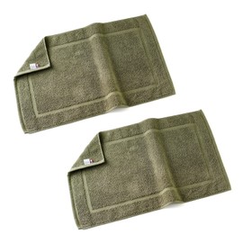 Oruta Bath Mat, Imabari Certified, Hotel Air, Set of 2, Made in Japan, Thick, Washable, Toweling Fabric, Water Absorbent, Quick Drying, 100% Cotton, Foot Wipe Mat (Khaki)