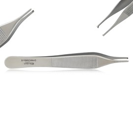 MUSAMED German Grade Stainless Steel Adson Tissue Forceps Toothed 1X2 4.75" Rat Tooth Adson Kocher Tweezer Configuration Straight Veterinary Instruments