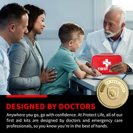 Protect Life Survival First Aid Kit for Home/Business, Camping Survival Kits | Mini Travel First Aid Kit | Camping Equipment | Small Kits for Car | Outdoor Emergency Survivals Pack - 250pcs