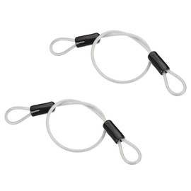 PATIKIL 3/16" Dia Vinyl Coated Stainless Steel Cable with Loops, 2 Pcs 2 ft (20") Flexible Wire Rope Security Chain Lanyard Lock for Outdoor Stage Lighting Luggage Lock, Clear