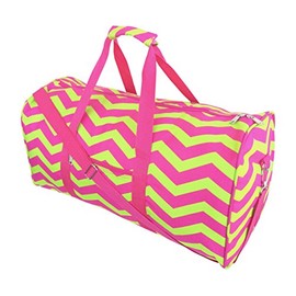 Fashion Travel Cheer Gym Duffle Bag 21" (Fuchsia/Lime Chevron)