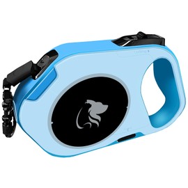 LED Retractable Dog Leash with Flashlight, 16FT Heavy Duty Nylon Tangle-Free, Rechargeable Type-C, One-Button Lock, 360° Ergonomic Handle for Small Medium Large Dogs (Blue)