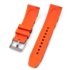 StrapHabit Quick Release Rubber Watch Strap Band FKM 20mm 22mm 24mm (Orange Camo, 20mm)