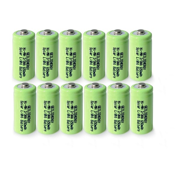 GEILIENERGY 12 PCS 2/3AA 1.2V 650mAh Ni-MH Rechargeable Batteries for High Power Static Applications Electric Mopeds, Meters, RC Devices, Electric Tools