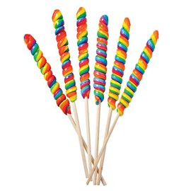 Jumbo Rainbow Twist Swirl Lollipop, Mixed Fruit Flavor, Individually Wrapped, 12" Inch Sucker (6-Pack)