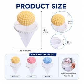3PCS Washing Machine Hair Filter Mesh Bags, Laundry Debris Collector, Floating Mesh Catcher for Pet Hair and Lint Removal, Reusable Filter Bags with Cone-Shaped Design for Clothes Protection