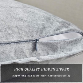 OMMATO Cushion Cover, 45 x 45 cm, Grey Velvet Decorative Cushion Cover, Set of 2, Decorative Cushions for Sofa, Bedroom, Living Room, Car