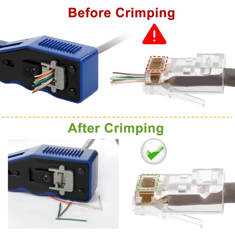 RJ45 Crimp Tool Kit Pass Through Ethernet Cat6 Cat6a Cat5e