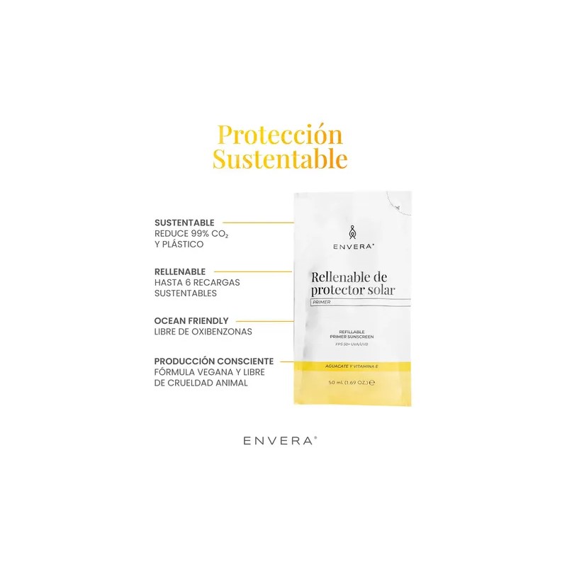 Envera Protector Solar Facial Primer Sin Color + Rellenable