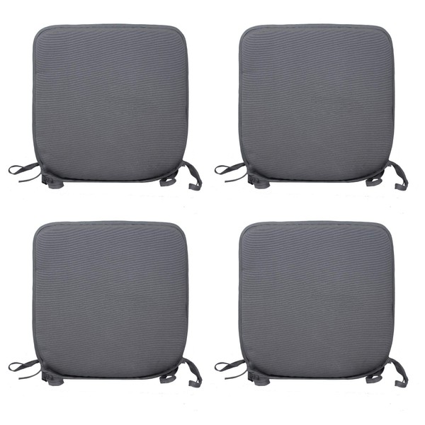 CB CASABELLA 4 Removable Elegant Chair Pads Seat Pads for Home Dining Room Kitchen Office Garden Patio 38X38Cm Silver Chairpads Seatpads With ties