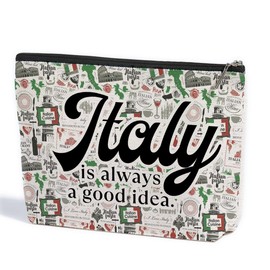 ZHAMEN Italy Travel Essentials Makeup Bag Italian Gifts Italy Decor Makeup Pouch Gifts for Travelers Travel Bag for Toiletries Honeymoon Gifts for Women Friends Coworkers Cosmetic Travel Bag