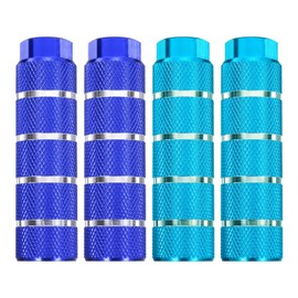 sourcing map 2 Pairs Bike Pegs Aluminum Alloy Rear Stunt Pegs Anti-Skid Stripe Back Seat Stands Fit 3/8" Axles for Mountain Bike, Blue & Sky Blue